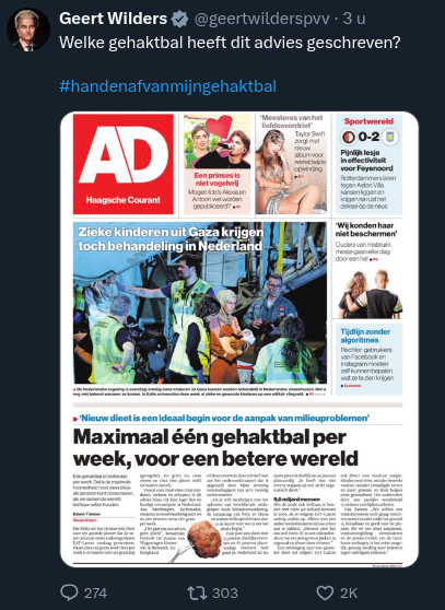 twitter of X plaatje geert wilders