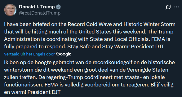 reactie trump op storm